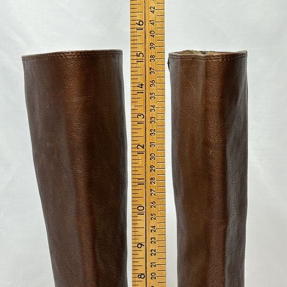 Frye Melissa Riding Moto Boots 6B Brown Leather Button Back Zip Tall Western - Picture 3 of 16